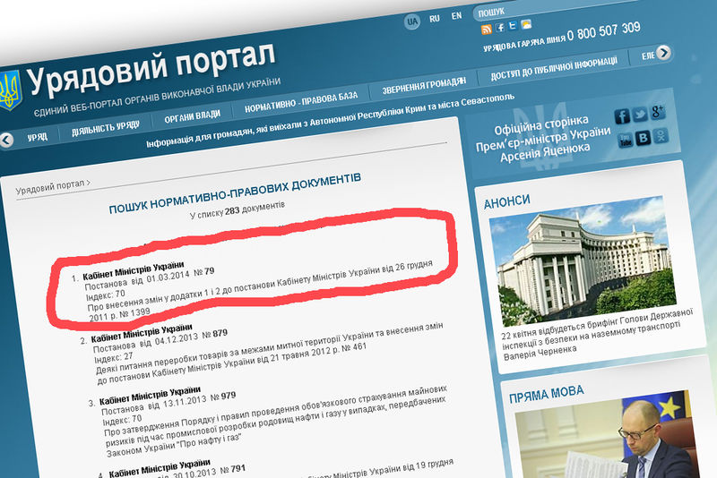 Про Постанову Кабінету Міністрів України від 1 березня 2014 р. № 79  Київ